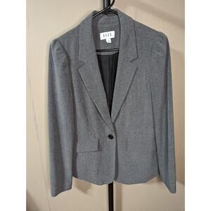 Elle Gray Small Polka Dot‎ Jacket Blazer Size 6 One Button Closure Lined